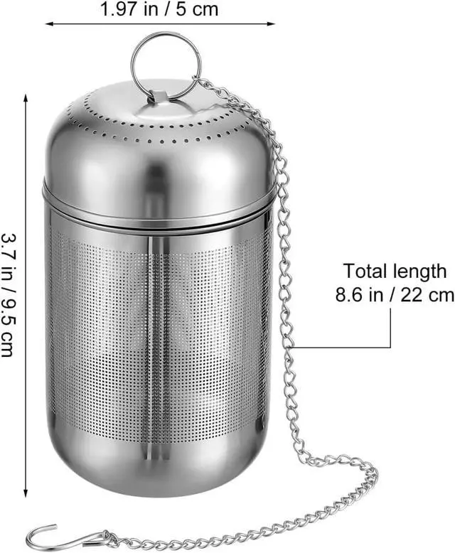 Alt view image 2 of 7 - PRETYZOOM Large Tea Infuser Strainer Ball Spice Infuser with Long Chain for Cooking - Stainless Steel Loose Leaf Tea Steeper 3.74 x 1.96 x 1.96 Inch