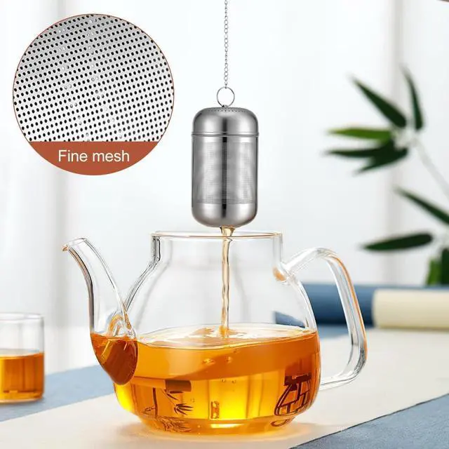 Alt view image 4 of 7 - PRETYZOOM Large Tea Infuser Strainer Ball Spice Infuser with Long Chain for Cooking - Stainless Steel Loose Leaf Tea Steeper 3.74 x 1.96 x 1.96 Inch