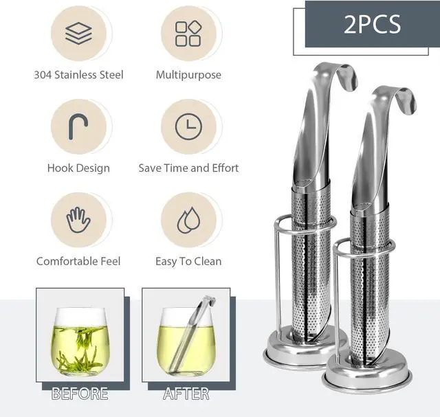 Alt view image 5 of 6 - 2 Sets Upgraded Tea Infuser for Loose ingredient Tea with Base - Durable Loose ingredient Tea Steeper, Portable Stainless Steel Tea Strainer for Home, Office & Travel