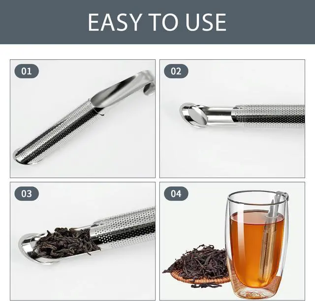 Alt view image 4 of 6 - 2 Sets Upgraded Tea Infuser for Loose ingredient Tea with Base - Durable Loose ingredient Tea Steeper, Portable Stainless Steel Tea Strainer for Home, Office & Travel