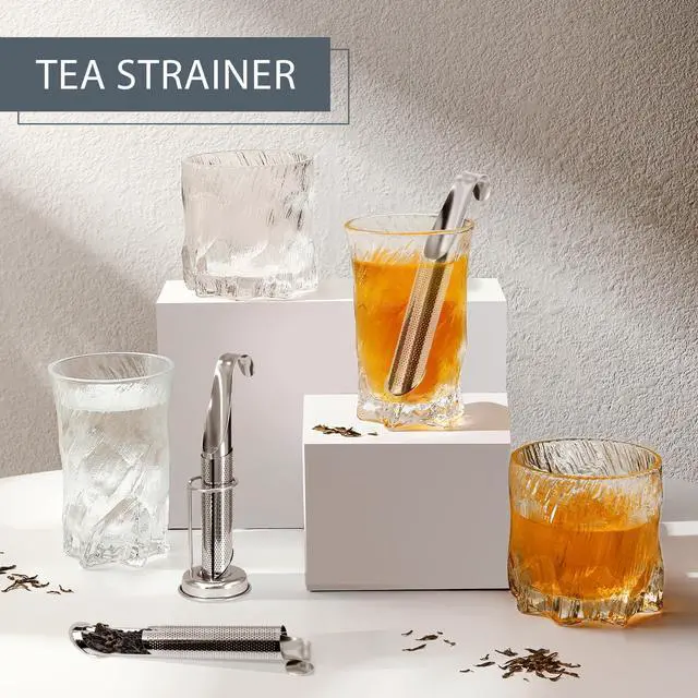 Alt view image 6 of 6 - 2 Sets Upgraded Tea Infuser for Loose ingredient Tea with Base - Durable Loose ingredient Tea Steeper, Portable Stainless Steel Tea Strainer for Home, Office & Travel