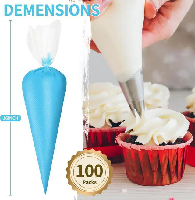 Alt view image 4 of 7 - Azzuro Piping Bags Disposable 16 Inch, 100PCS Extra Thick Pastry Icing Piping Bags for Cake & Cookie, Non-Slip Anti-Burst Cake Frosting Decorating Bags Easy to Squeeze