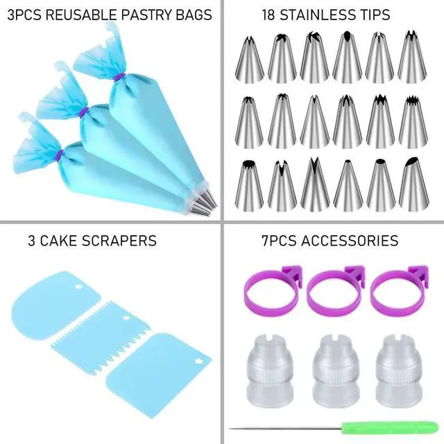 Alt view image 2 of 7 - Piping Bags and Tips Set, Cakes Decorating Kit Reusable, Pastry Bags