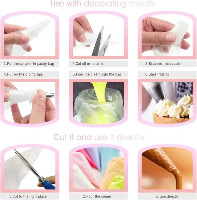 Alt view image 4 of 7 - VolksRose 100Pcs Disposable Piping Bags, 18 inch Anti Burst and Non-Slip Pastry Bags, Thicken Cake Decorating Bags Icing Piping Bags for Cake Cupcakes Cookies Frosting, White