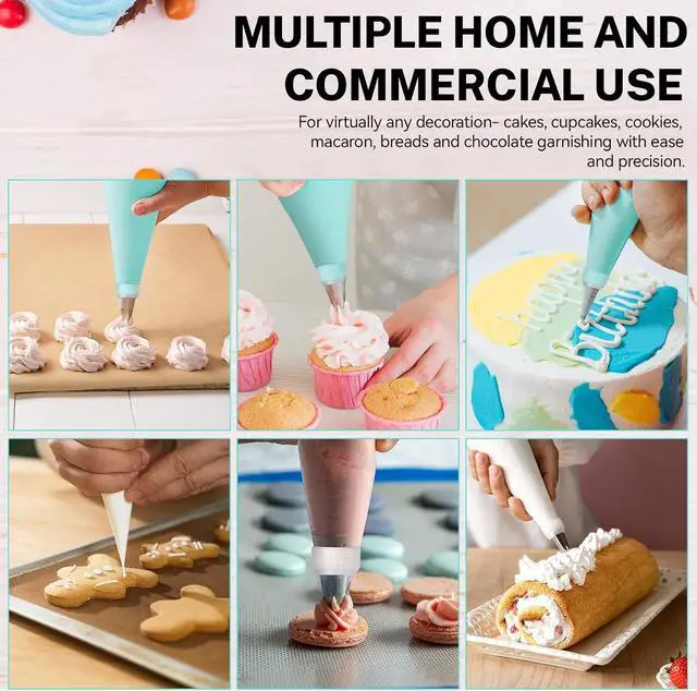 Alt view image 5 of 7 - HOTEC Piping Bags and Tips Set, 120 Pcs Cake Decorating Kit with 100pcs 12 Inch Disposable Pastry Bags, 1 Reusable Piping Bags, 12 Piping Tips, 3 Cake Scraper, 2 Couplers, 2 Bag Ties, Baking Supplies