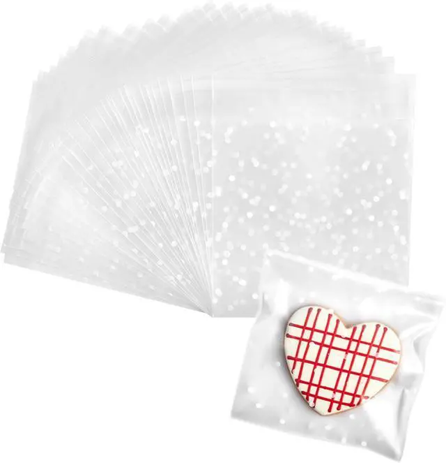 Main image of Zezzxu 300 Self Adhesive Cookie Bags, 4 x 4 Inches