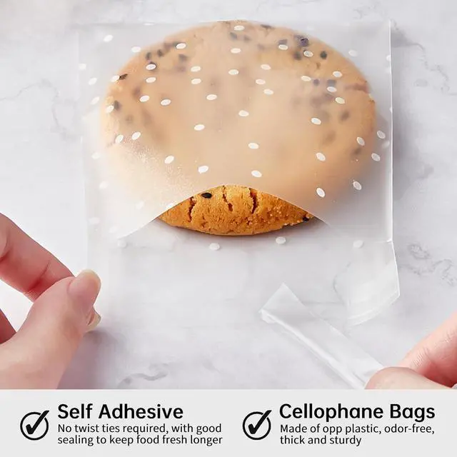 Alt view image 3 of 7 - Zezzxu 300 Self Adhesive Cookie Bags, 4 x 4 Inches