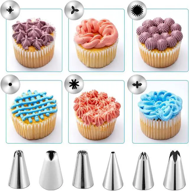 Alt view image 5 of 7 - Kasmoire 24pcs Reusable Piping Bags and Tips Set, with Couplers and Frosting Bags Ties for Cookie Icing Cakes Cupcakes