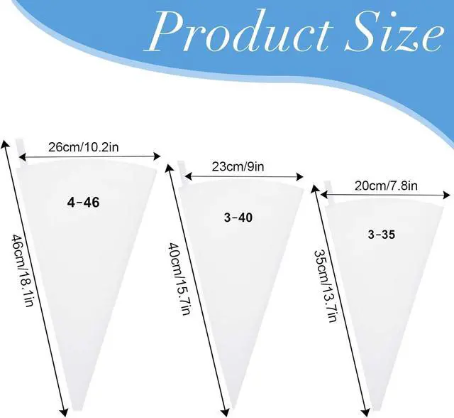 Alt view image 2 of 7 - 3 Pcs Pastry Bags Reusable 14,16,18 Inch Canvas Piping Bag Icing Frosting Bags Canvas Cake Decorating Bag for Cakes Dessert Cupcake Cookie Decorating