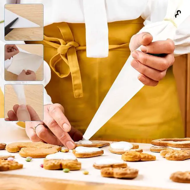 Alt view image 6 of 7 - 3 Pcs Pastry Bags Reusable 14,16,18 Inch Canvas Piping Bag Icing Frosting Bags Canvas Cake Decorating Bag for Cakes Dessert Cupcake Cookie Decorating