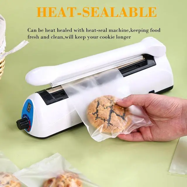 Alt view image 3 of 7 - 100 Pcs 4-7/10 x 6-7/10 Inch Semi-Transparent Heat Seal Bags for Cookies,Matte Cookie Bags with Seal,Frosted Treat Bag for Baked Goods, Brownie Packaging