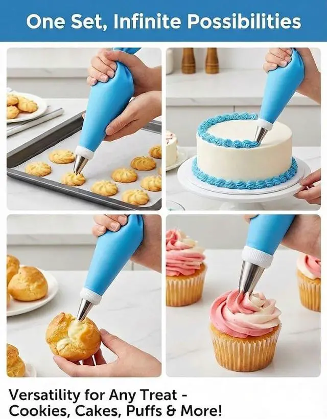 Alt view image 6 of 7 - 120-Piece Piping Bags and Tips Set with 100 Disposable Bags for Decorating