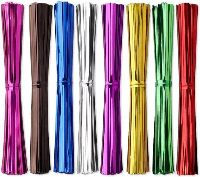 Main image of OWLFAVO 800 Pcs 6" Metallic Twist Ties with 1 Storage Box, Plastic 6 Inch Wire Ties for Bread Candy Cookies Bags, for Garden Household and Office Use, 8 Colors