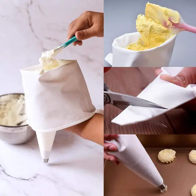 Alt view image 4 of 6 - LoveBB 3 Pack Reusable Pastry Piping Bags, 14, 16, 18 Inch Canvas Cake Decorating Bags