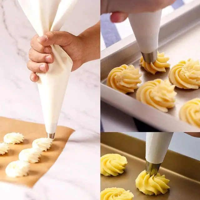 Alt view image 5 of 6 - LoveBB 3 Pack Reusable Pastry Piping Bags, 14, 16, 18 Inch Canvas Cake Decorating Bags