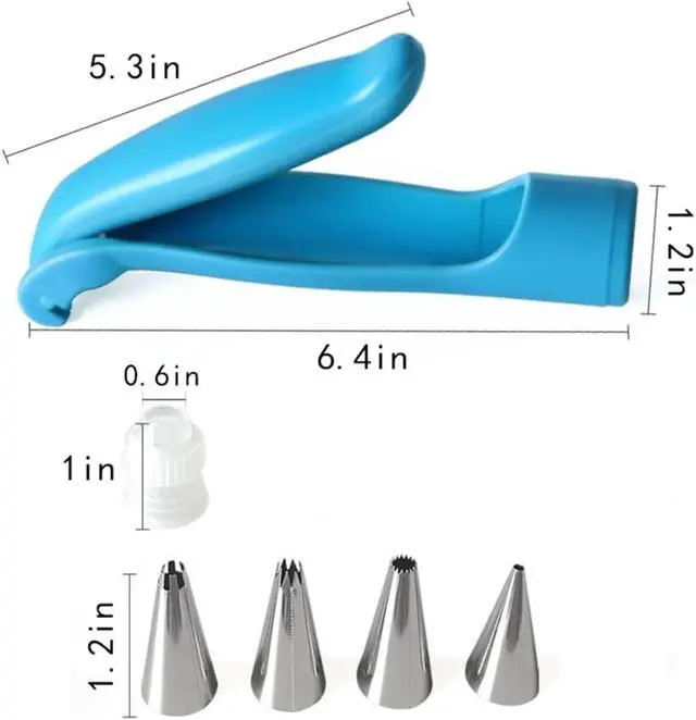 Alt view image 7 of 7 - Cake Decorating Pen Tool Kit Pastry Bag DIY Cake Deco Tools Kit Pastry Icing Pen Piping Kit Bags, Pastry DIY Cake Decorating Pen Icing Piping Tips Nozzles Bag(Blue), 6.4 * 5.3 * 1.2 inches