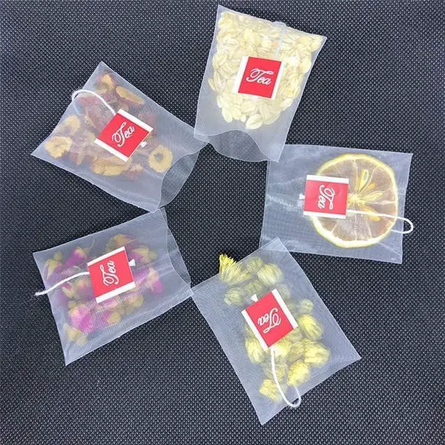 Alt view image 7 of 7 - 100 Pcs Grey Disposable Empty Tea Bag Nylon Fold Close Heat Seal Filter Teabag Simple Disposable Nylon Tea Infuser Bag Tea Bag Tea Strainers