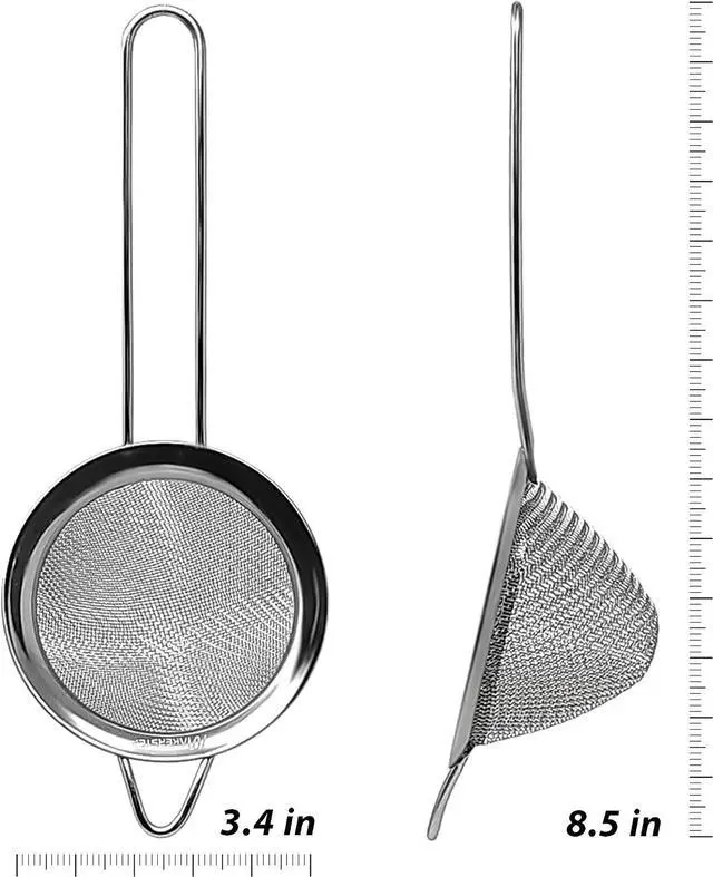 Alt view image 2 of 5 - Makerstep 304 Stainless Steel Fine Mesh Strainers for Kitchen. Food Strainer Tea Strainer Coffee Strainer with Long Handle. 3.3 Inch
