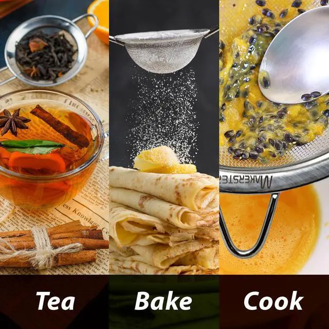 Alt view image 4 of 5 - Makerstep 304 Stainless Steel Fine Mesh Strainers for Kitchen. Food Strainer Tea Strainer Coffee Strainer with Long Handle. 3.3 Inch