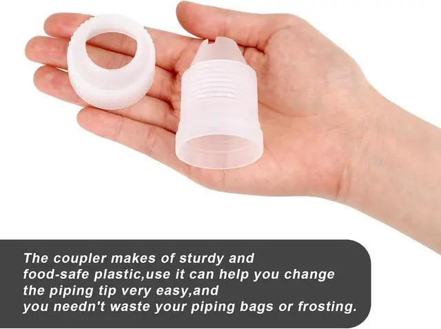 Alt view image 3 of 7 - 6 Pieces Plastic Couplers of Large Size, Standard Couplers Base Diameter 1.42" Height 2.05" Easy Switching, for Piping Tip White Pastry Bag Coupler for Cake Decorating Icing Nozzles