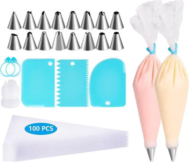 Main image of Piping Bags and Tips Set, Pastry Bag Cakes Decorating Supplies Kit
