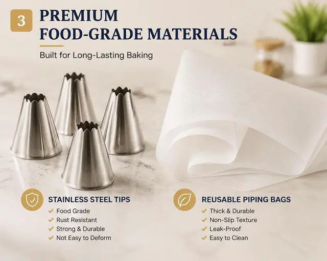 Alt view image 5 of 7 - Piping Bags and Tips Set, Pastry Bag Cakes Decorating Supplies Kit
