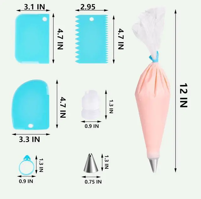 Alt view image 7 of 7 - Piping Bags and Tips Set, Pastry Bag Cakes Decorating Supplies Kit