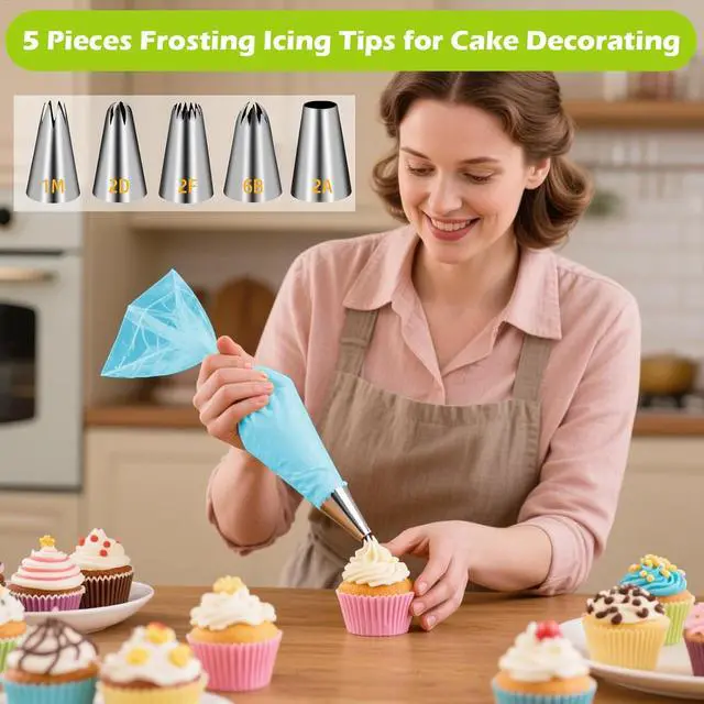 Alt view image 2 of 6 - Suuker Large Piping Tips Set, 1M 2D 2F 6B 2A with Reusable Bag