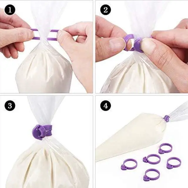 Alt view image 2 of 3 - 60 Pcs Pastry Bag Ties Reusable Icing Bag Ties Silicone Decoration Bag Clips Cake Piping Bag Ties for Cupcakes Cookies and Pastry(15 Pieces Light Purple15 Pieces Blue15 Pieces pink15 Pieces Green)