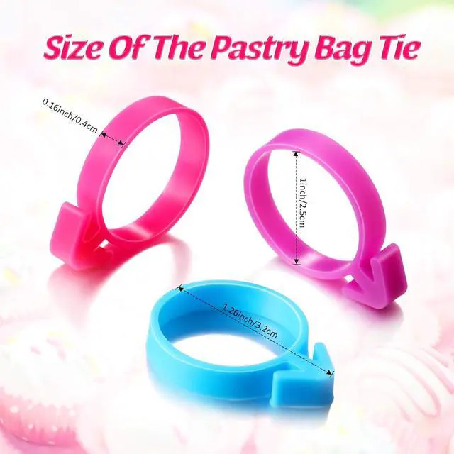 Alt view image 2 of 7 - Patelai 120 Pcs Icing Bag Ties Silicone Piping Bag Ties,Rosy, Blue, Purple