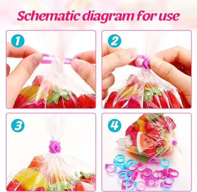 Alt view image 4 of 7 - Patelai 120 Pcs Icing Bag Ties Silicone Piping Bag Ties,Rosy, Blue, Purple