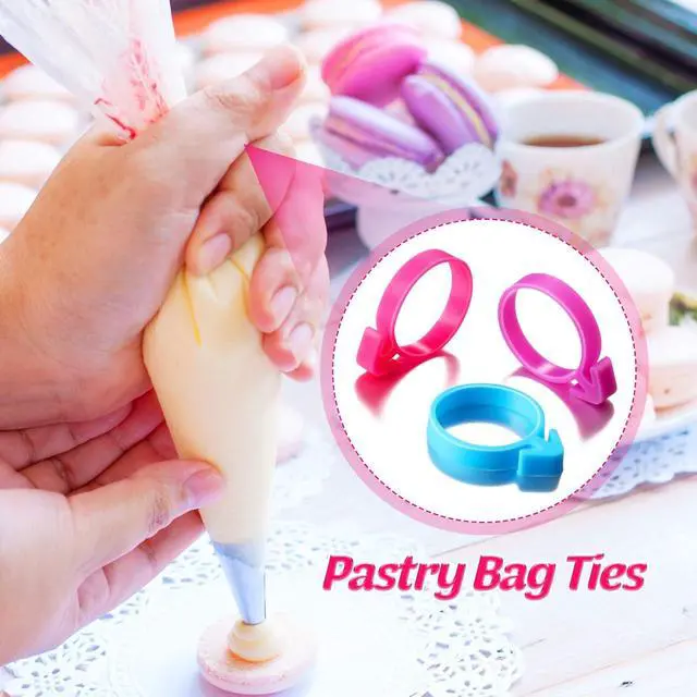 Alt view image 6 of 7 - Patelai 120 Pcs Icing Bag Ties Silicone Piping Bag Ties,Rosy, Blue, Purple