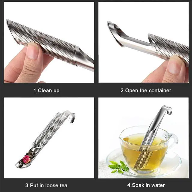 Alt view image 4 of 6 - ACEBON Tea Strainers for Loose Tea, 2 PCS Stainless Steel Tea Infuser, Loose Leaf Tea Steeper, Long-handle Tea Filters for Tea, Coffee, Seasonings, Spices, Gifts for Mother Father