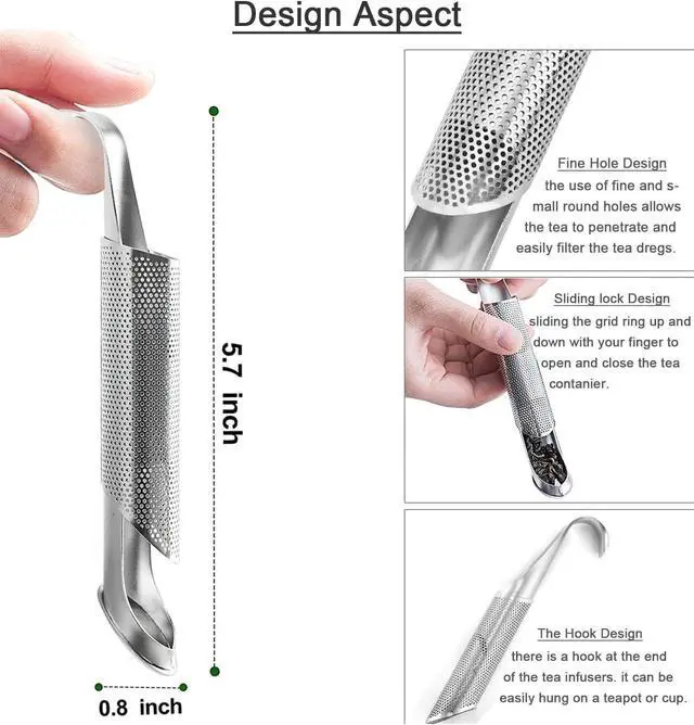 Alt view image 3 of 6 - ACEBON Tea Strainers for Loose Tea, 2 PCS Stainless Steel Tea Infuser, Loose Leaf Tea Steeper, Long-handle Tea Filters for Tea, Coffee, Seasonings, Spices, Gifts for Mother Father