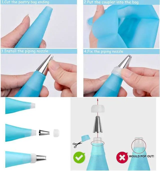 Alt view image 4 of 5 - Piping Bag and Tips Cake Decorating and Baking Supplies Kit Includes Cupcake Icing Tips with Pastry Bag