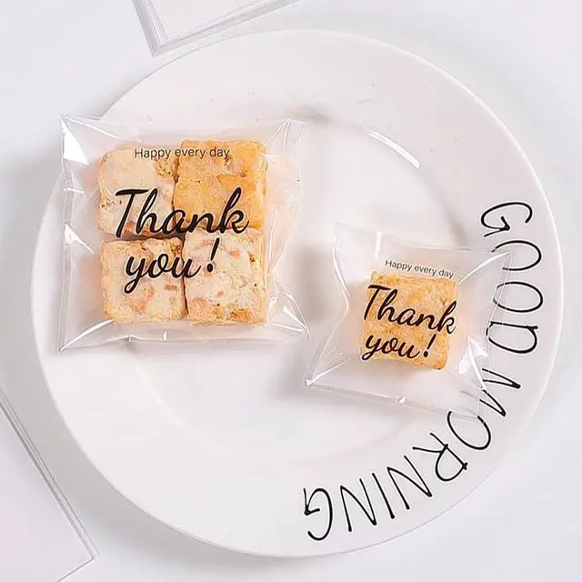 Alt view image 2 of 6 - 100 Pcs Self Adhesive Cookie Bags, with Thank You sign,Searik White Polka Dot Plastic Pastry Bags for Giving Bakery Candy Cookie Chocolate (4 x 4 Inches, 100 Pcs)