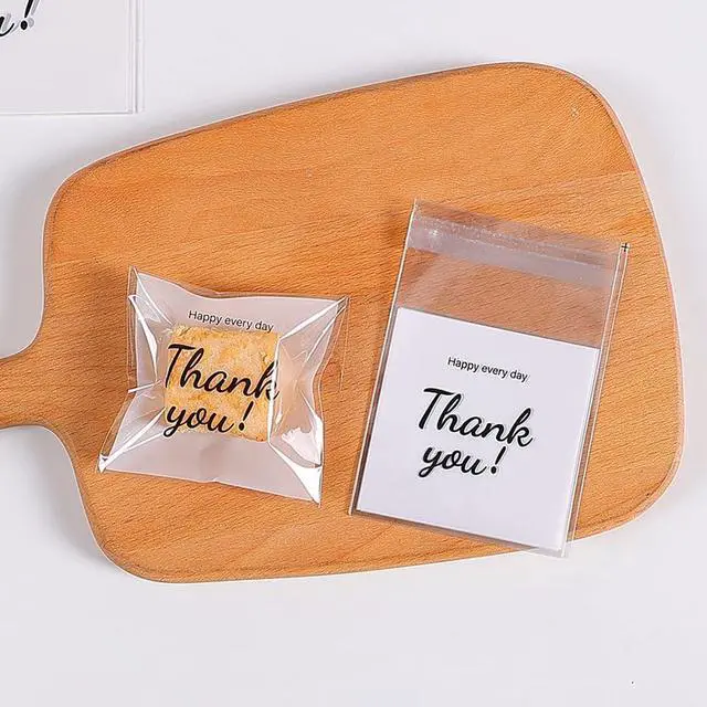 Alt view image 6 of 6 - 100 Pcs Self Adhesive Cookie Bags, with Thank You sign,Searik White Polka Dot Plastic Pastry Bags for Giving Bakery Candy Cookie Chocolate (4 x 4 Inches, 100 Pcs)