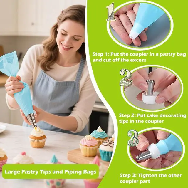 Alt view image 5 of 6 - Suuker Large Piping Tips Set, 1M 2D 2F 6B 2A with Reusable Bag