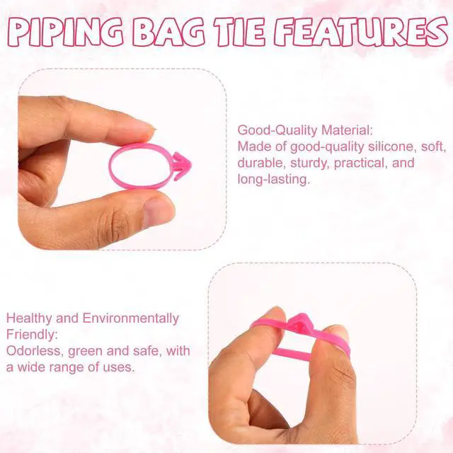 Alt view image 3 of 7 - 60pcs Pastry Bag Ties, Reusable Silicone Piping Bag Clips for Baking Decorating Icing Bags Seals for Cupcakes Cookies Pastry Supplies (4 Colors)