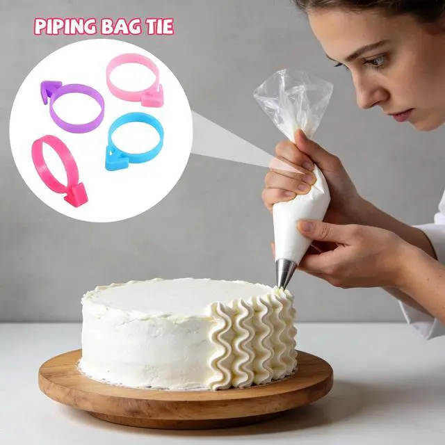 Alt view image 6 of 7 - 60pcs Pastry Bag Ties, Reusable Silicone Piping Bag Clips for Baking Decorating Icing Bags Seals for Cupcakes Cookies Pastry Supplies (4 Colors)