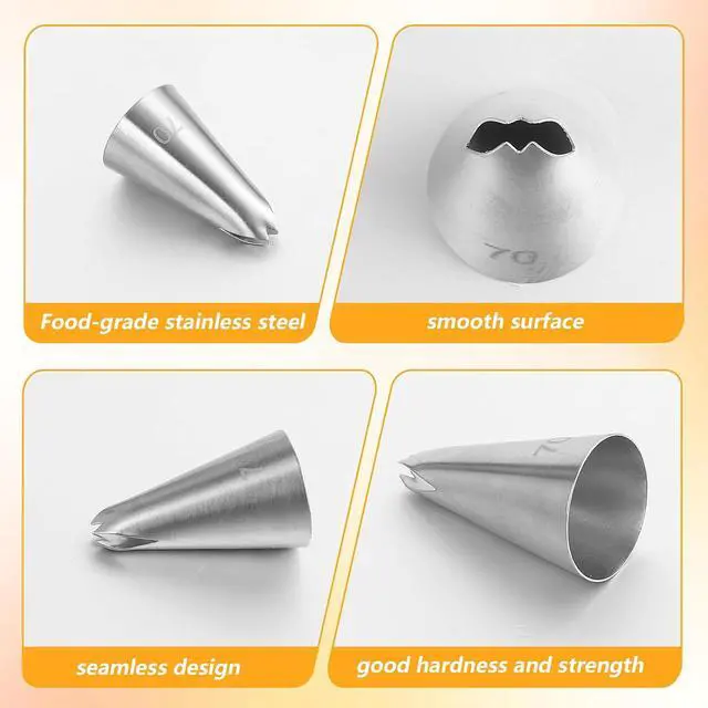 Alt view image 3 of 7 - 5Pcs Leaf Piping Icing Nozzles, Stainless Steel Cake Decorating Tips with 10Pcs Disposable Piping Bags for Pastry Cupcakes Cookie Cake Fondant Baking