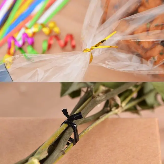 Alt view image 3 of 4 - Tangyinrd 700pcs 4" Metallic Twist Ties, 7 Colors for Bakery, Candy Bags, Coffee Bags, Goodie Bags