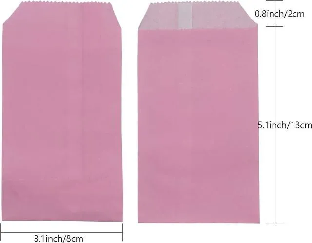 Alt view image 2 of 6 - Paper Treat Bags Pink Cookie Bags 3.15 x 5.12-inch Glassine Small Wax Greaseproof Bakery Flat Pastry Bags for Cake Slices Candy Chocolate Pastries Snacks, 100Pack