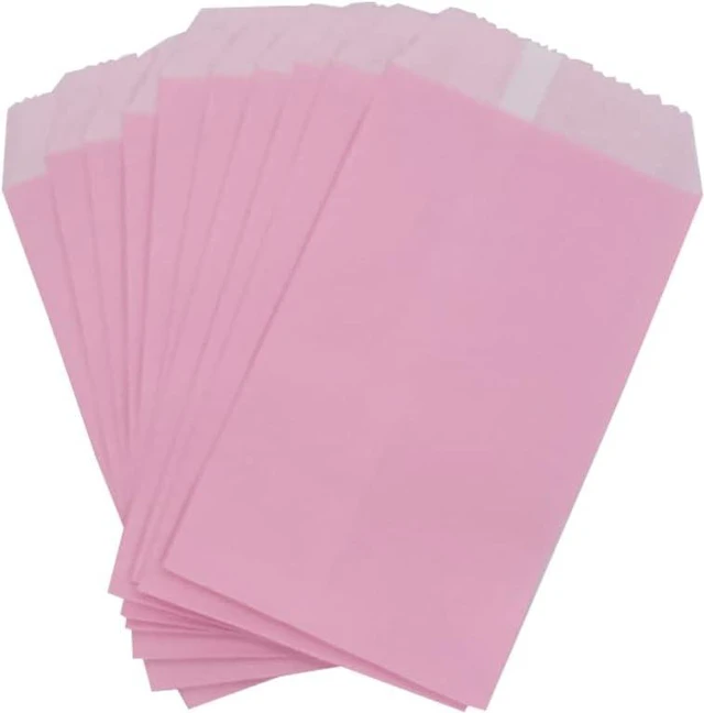 Alt view image 3 of 6 - Paper Treat Bags Pink Cookie Bags 3.15 x 5.12-inch Glassine Small Wax Greaseproof Bakery Flat Pastry Bags for Cake Slices Candy Chocolate Pastries Snacks, 100Pack