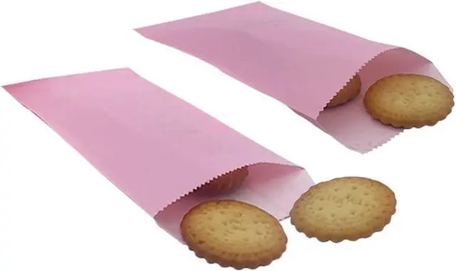 Alt view image 4 of 6 - Paper Treat Bags Pink Cookie Bags 3.15 x 5.12-inch Glassine Small Wax Greaseproof Bakery Flat Pastry Bags for Cake Slices Candy Chocolate Pastries Snacks, 100Pack