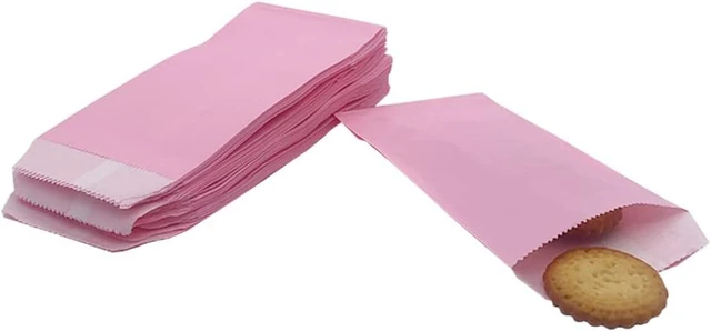 Alt view image 5 of 6 - Paper Treat Bags Pink Cookie Bags 3.15 x 5.12-inch Glassine Small Wax Greaseproof Bakery Flat Pastry Bags for Cake Slices Candy Chocolate Pastries Snacks, 100Pack