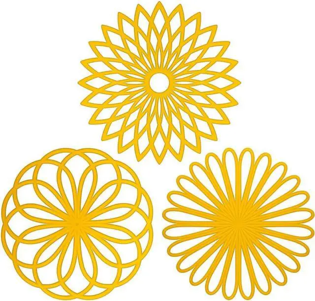 Main image of ME.FAN Silicone Trivet Mat - Kitchen Hot Pads for Pots & Dish - Insulated Teapot Trivet - Flexible, Durable, Non-Slip Large Coasters 3 Set Yellow