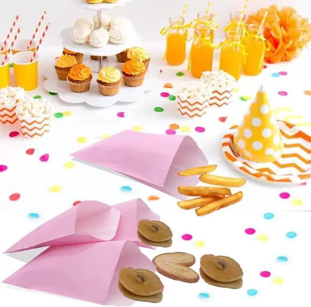 Alt view image 6 of 6 - Paper Treat Bags Pink Cookie Bags 3.15 x 5.12-inch Glassine Small Wax Greaseproof Bakery Flat Pastry Bags for Cake Slices Candy Chocolate Pastries Snacks, 100Pack