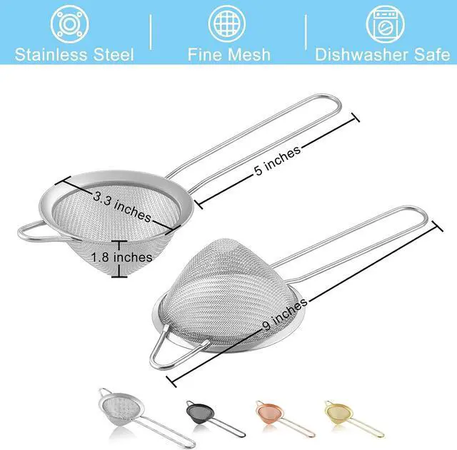 Alt view image 2 of 7 - TeamFar Fine Mesh Strainer, 3.3 Stainless Steel Tea Strainer-Silver, 2PCS