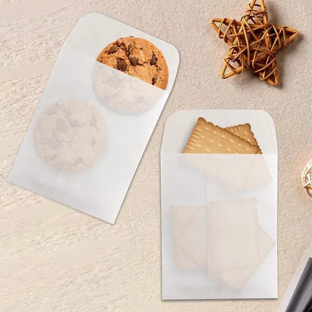 Alt view image 4 of 6 - 50PCS 4x3 Inch Glassine Flat Paper Bags, Small Glassine Envelopes, Semi-Transparent Waxed Paper Bags for Bakery Cookies Candies Dessert Chocolate Party Favor